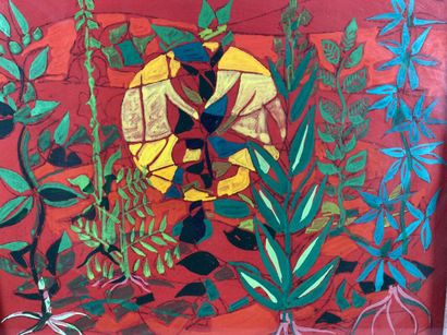 null Pierre THERON (1918 -1995)
Plants, sun on red background
Gouache
28 x 35 cm...