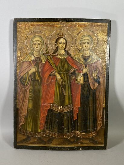 null Icon of the Saints Paraskeva, Barbara and Marina.
Tempera and gold on wood
Greece...