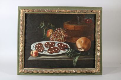 null Ecole ESPAGNOLE 
Saucisson, artichaut et raisin
Toile
49 x 65 cm

Expert : René...