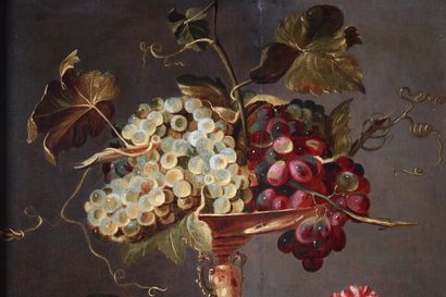 null FLEMISH school around 1660, workshop of Frans SNYDERS
Grapes and birds
Panel,...