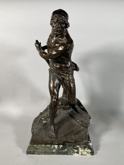 null Georges COLIN (1876-1917)
Le rameur
Sujet en bronze signé sur la terrasse, sur...