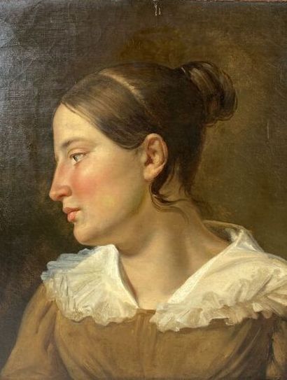 null Jean-Marie JACOMIN (1789-1858)
Portrait of a woman 
Oil on canvas
Label on the...