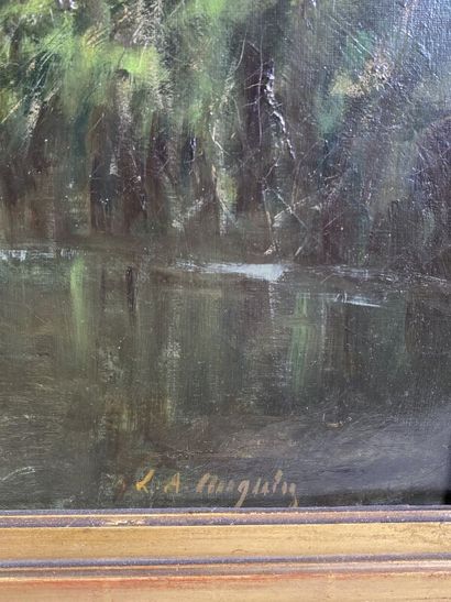 null Louis Auguste AUGUIN (1824-1904) 
Paysage 
Huile sur toile signée en bas à droite,...