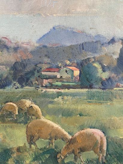 null Guillaume DULAC (1868/83-1929)
Landscape with sheep and a shepherdess
Oil on...