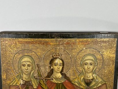 null Icon of the Saints Paraskeva, Barbara and Marina.
Tempera and gold on wood
Greece...