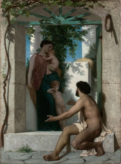 null William Adolphe BOUGUEREAU (1825 - 1905)
Scène Romaine, 1855
Huile sur toile,...
