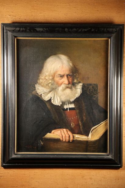 null Max NONNENBRUCH (1857-1922)
Portrait of a man with a book
Oil on canvas signed...