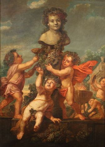 null 18th century French school
Bacchanal 
Oil on canvas 
79,5 x 59 cm
(Lining)