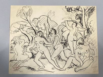 null Georges PREVERAUD DE SONNEVILLE (1889-1978)
Satyr and Bacchae
Ink and graphite...