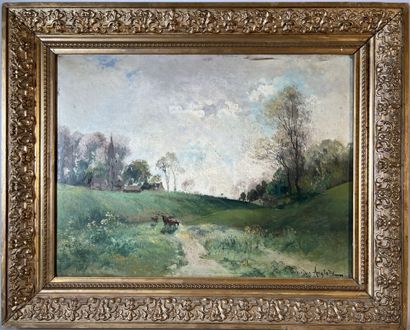 null Gaston ANGLADE (1854-1919)
Landscape with cows
Oil on canvas signed lower right
45...