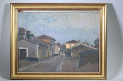null Pierre-Gaston RIGAUD (1874-1839) 
Rue à Saint-Morillon
Huile sur toile signée...