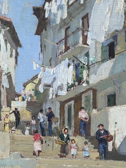 null François Maurice ROGANEAU (1883-1973)
The street with stairs in Orio
Oil on...