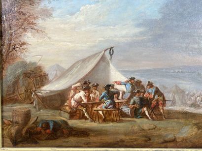 null Attribué à Pierre LENFANT (1704 - 1787)
Un campement militaire
Panneau une planche...