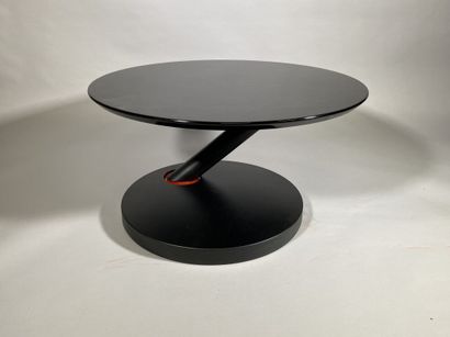 Coffee table in black melamine wood, round...