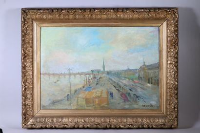 null Jean-Gérard CARRERE (1922 - 2015) 
The quays of Bordeaux 
Oil on canvas 
Signed...