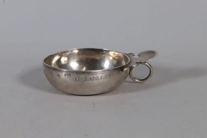 null Wine-taster or cider cup in plain silver, engraved N. BADREAU
Hallmark and discharge...