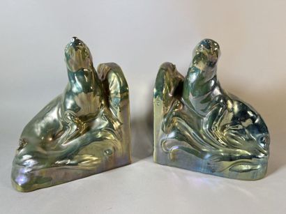 null Charles VIRION (1865-1946) and Alphonse CYTHERE
Pair of bookends in flamed stoneware...