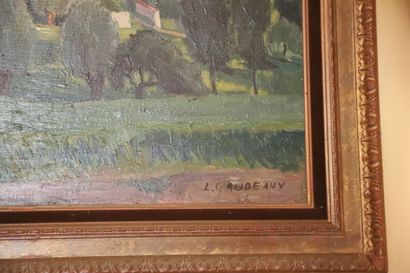 null Léon GAUDEAUX (1893-1947)
Paysage au village 
Huile sur toile
Signée en bas...