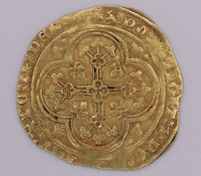 null FRENCH CURRENCIES - Jean le bon (1350-64). Gold Ecu. 4,64 g. Distorted flan....