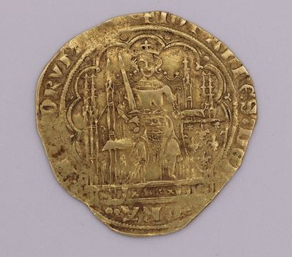 null FRENCH CURRENCIES - Jean le bon (1350-64). Gold Ecu. 4,64 g. Distorted flan....