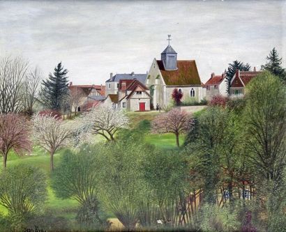 null Jean EVE – 1900-1968 PRINTEMPS À LA CHAPELLE RÉANVILLE (Eure), 1962 Huile sur...