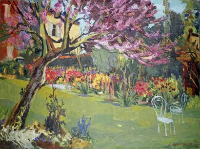 null Léon GAMBIER – 1917-2007 LE JARDIN, 1962 Huile sur toile signée et datée en...