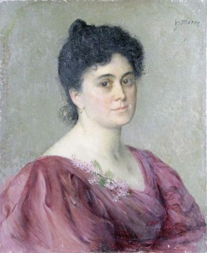 null Henri MARRE – 1858-1927 PORTRAIT DE FEMME Huile sur toile signée en haut à droite....