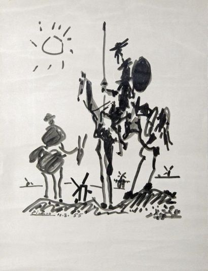 null d'après Picasso – 1881-1973 DON QUICHOTTE, 1955 Lithographie. 55,5 x 37,5