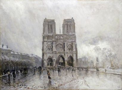 null Frank BOGGS – 1855-1926 PARIS, LE PARVIS DE NOTRE-DAME, 1907 Huile sur toile...