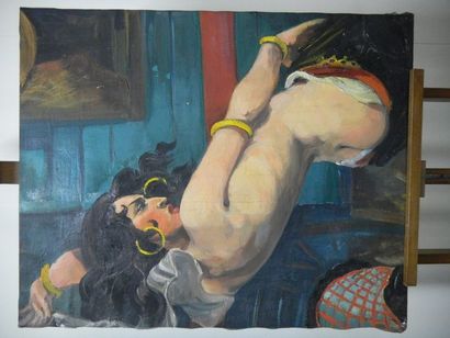 null Daniel ROUVIERE (1930-2016) Esmeralda Huile sur toile Non signé 100,5 x 82 ...