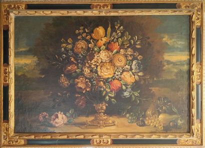 null Dans le goût HOLLANDAIS Bouquet de fleurs Paire d'huiles sur toiles 72 x 111...