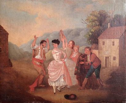 null Valeriano BECQUER (1833-1870) Danse napolitaine Huile sur toile Signée en bas...