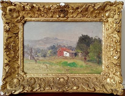 null Antoine GUILLEMET (1843 - 1918) Paysage provençal Huile sur panneau Signée en...