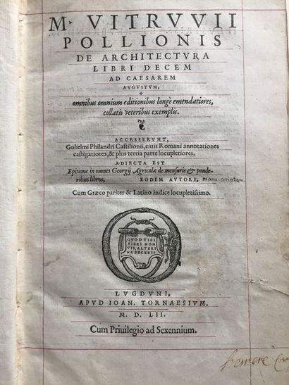 null VITRUVE. De Architectura libri decem ad caesarem augustum. Lugduni : Joan Tornaesium,...