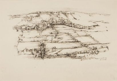 null Philippe LEVANTAL (1934) Les champs Dans la maison de Cézanne Deux dessins à...