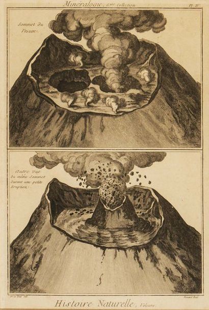 null De La Rue, d’après Eruption du Vésuve en 1754 Cratère au repos et à l’éruption...
