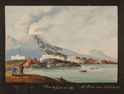 null Ecole Napolitaine du XVIIIème Eruzione del Vésuvio, 1794 Torre del Greco nel...