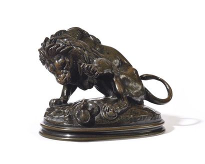null Lion au serpent N°3 (esquisse) Épreuve en bronze patiné, signée 12,5 x 18 cm...
