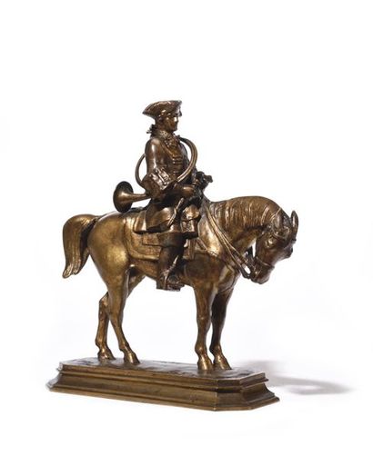 null Piqueur, costume Louis XV Épreuve en bronze doré, signée porte une inscription...