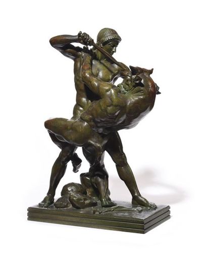 null Thésée combattant le Minotaure (seconde version) Épreuve en bronze patiné, signée...