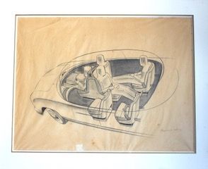 null Raymond Loëwy (1893-1986)
Etude pour un véhicule futuriste.
Crayon sur calque...