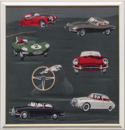 null Foulard "Jaguar"

Foulard en soie sur le thème des automobiles Jaguar. Avec...