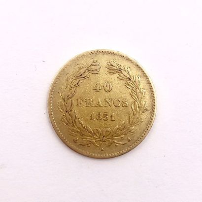 null PIECE en or jaune de 40 Francs au profil de Louis Philippe datant de 1831, atelier...