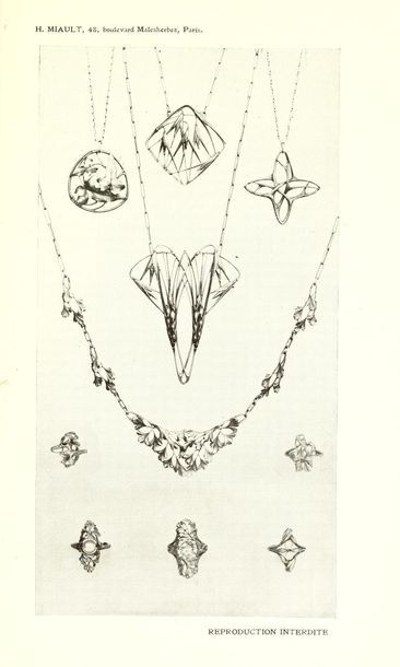 null Henry MIAULT PARURE Art Nouveau comprenant un collier et une broche à décors...