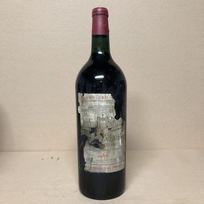 null 1 magnum CHÂTEAU LA LAGUNE 1966 3rd GC (very damaged, very stained, torn la...