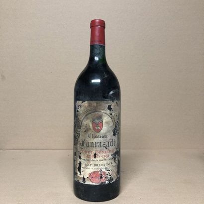 null 1 magnum CHÂTEAU FONRAZADE 1985 (low light level, very damaged, very stained,...