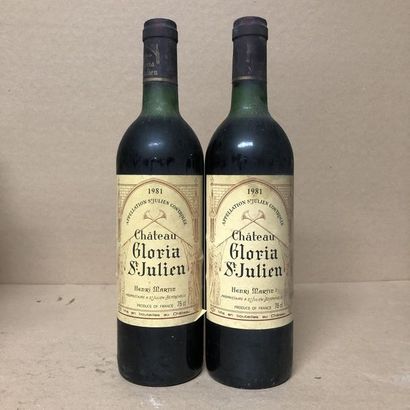 2 bouteilles CHÂTEAU GLORIA 1981 (niveaux...