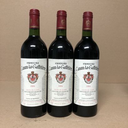 null 3 bouteilles CHÂTEAU CANON LA GAFFELIERE 1994 1er GCC (étiquettes fanées)