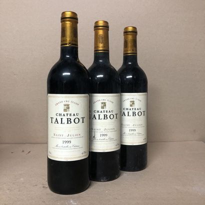 3 bouteilles CHÂTEAU TALBOT 1999 4e GC (étiquettes...