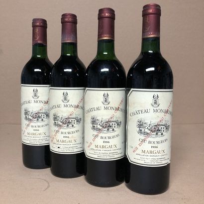 4 bouteilles CHÂTEAU MONBRISSON 1986 (niveaux...